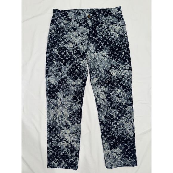 Louis Vuitton Tapestry Regular Denim Blue Monogram Logo Jeans Pants 32 - Picture 3 of 15